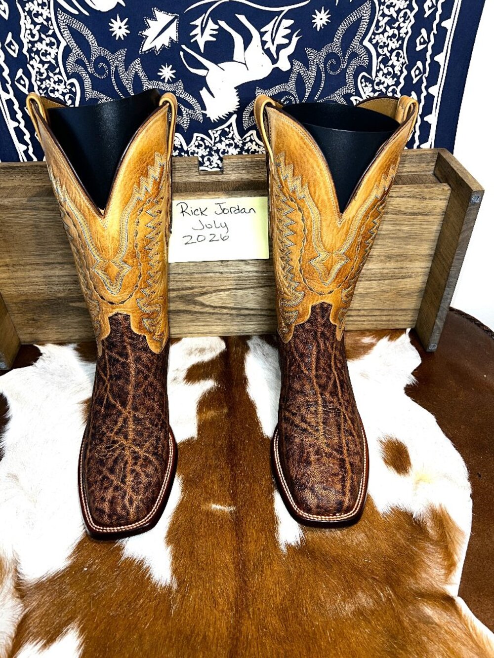 Lucchese Safari Burnished Tan Exotic Leather Cowboy Boots fits a 10D/10E